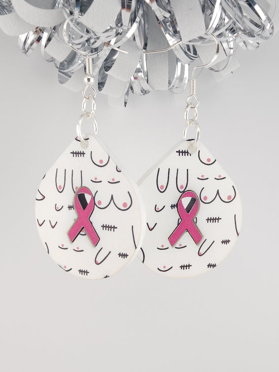 Breast Cancer Ribbon Earrings