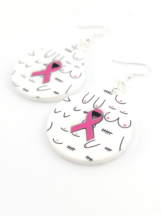 Breast Cancer Ribbon Earrings