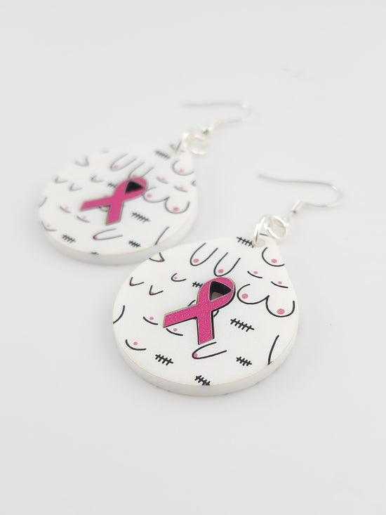 Breast Cancer Ribbon Earrings