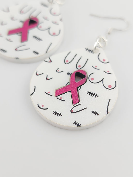 Breast Cancer Ribbon Earrings