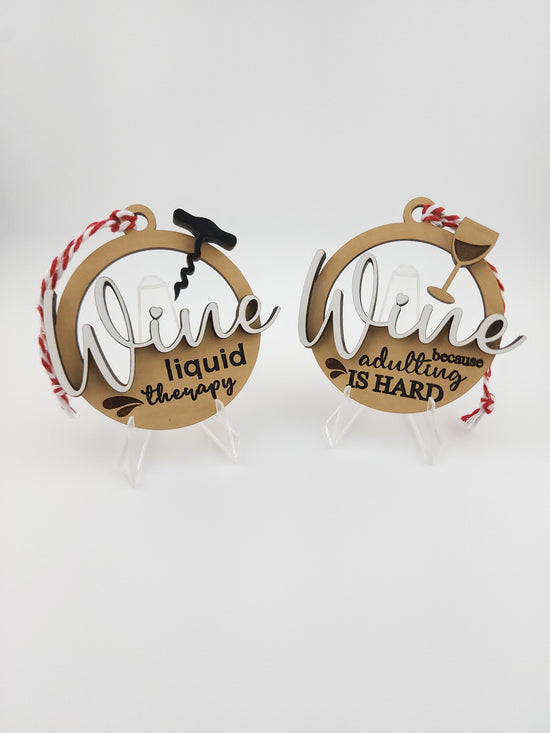 Wine Therapy & Adulting Small Ornaments / Gift Embellishments