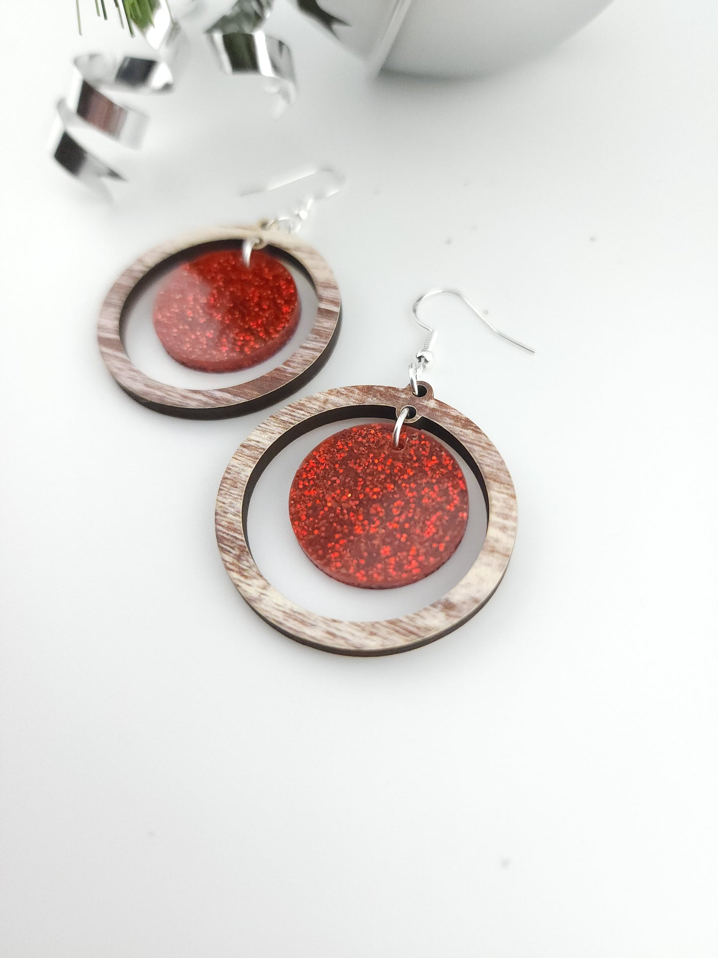 Walnut & Rudolph Red Sparkle Earrings