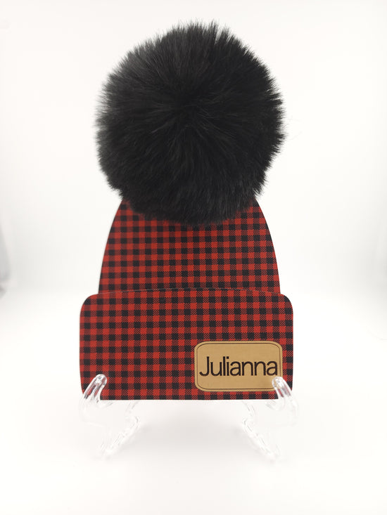 Plaid Pom Pom Hat Ornament