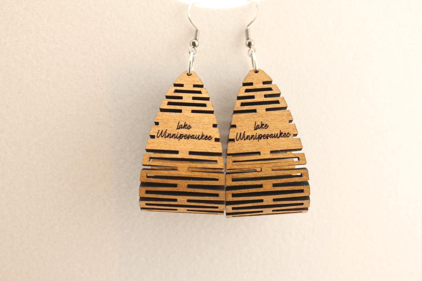 Lake Winnipesaukee Wooden Hinge Earrings