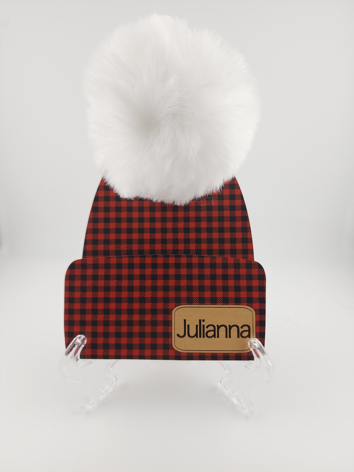 Plaid Pom Pom Hat Ornament