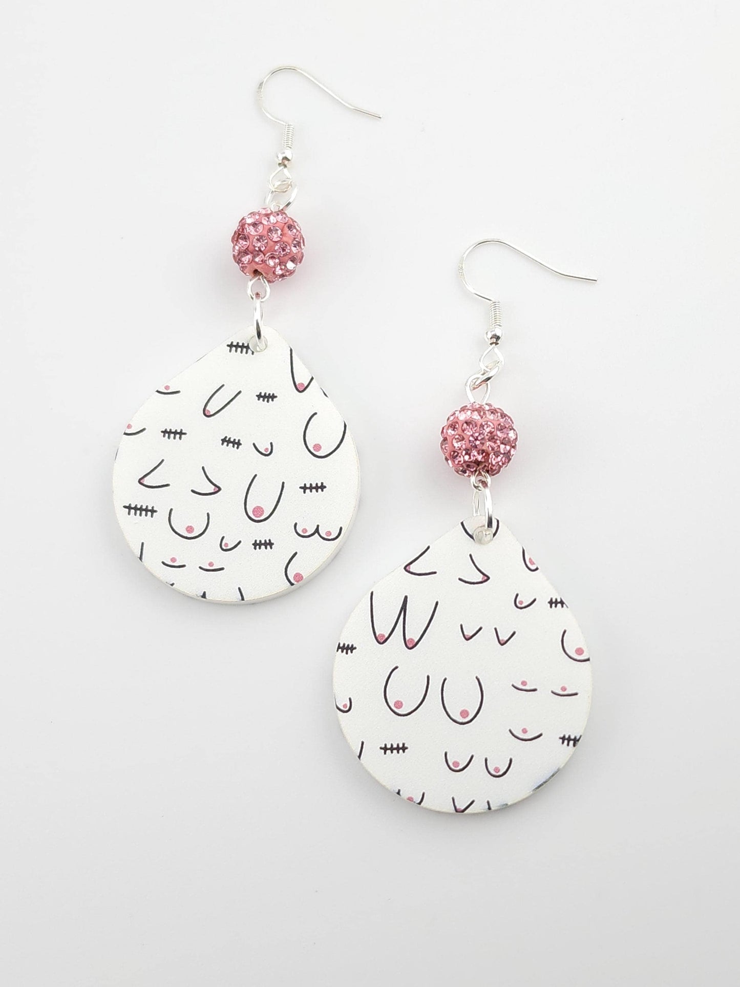 Breast Cancer Sparkle Earrings (Pattern Will Vary)