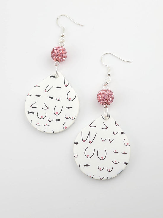 Breast Cancer Sparkle Earrings (Pattern Will Vary)