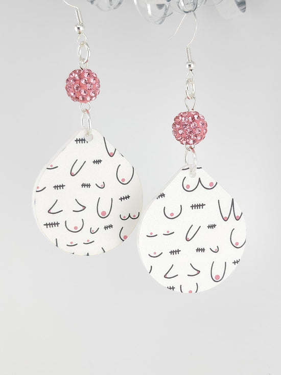 Breast Cancer Sparkle Earrings (Pattern Will Vary)