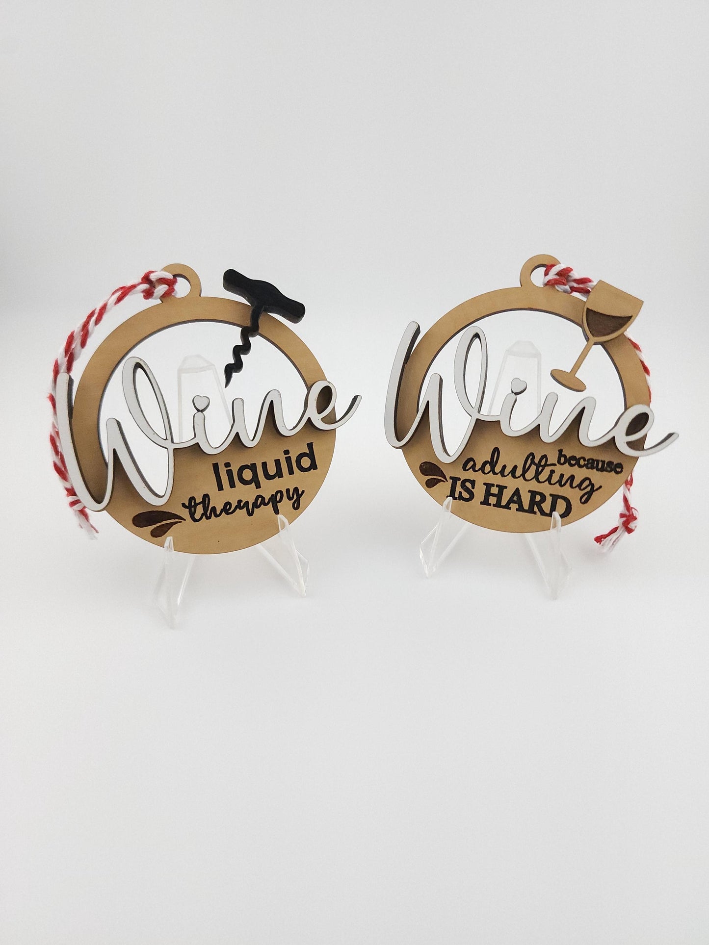Wine Therapy & Adulting Small Ornaments | Gift Embellishments