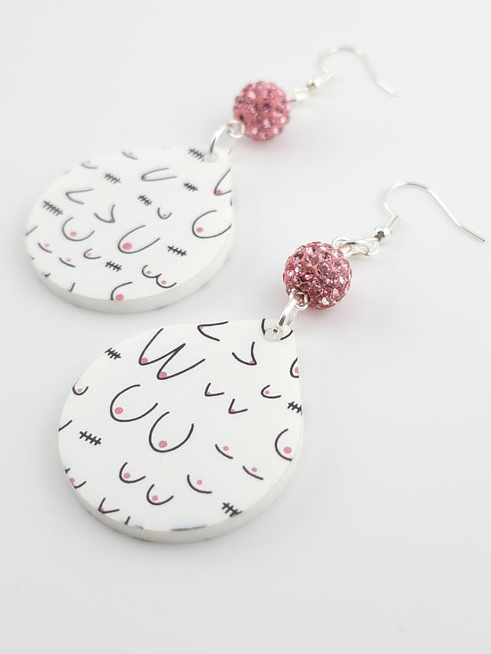 Breast Cancer Sparkle Earrings (Pattern Will Vary)