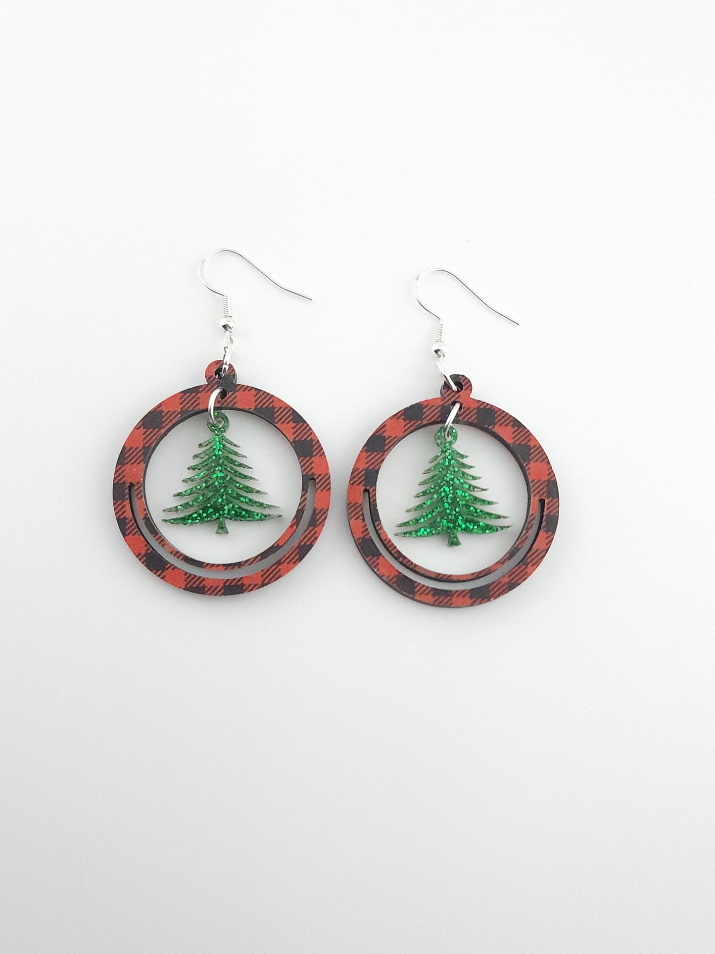 Plaid Tree Earrings