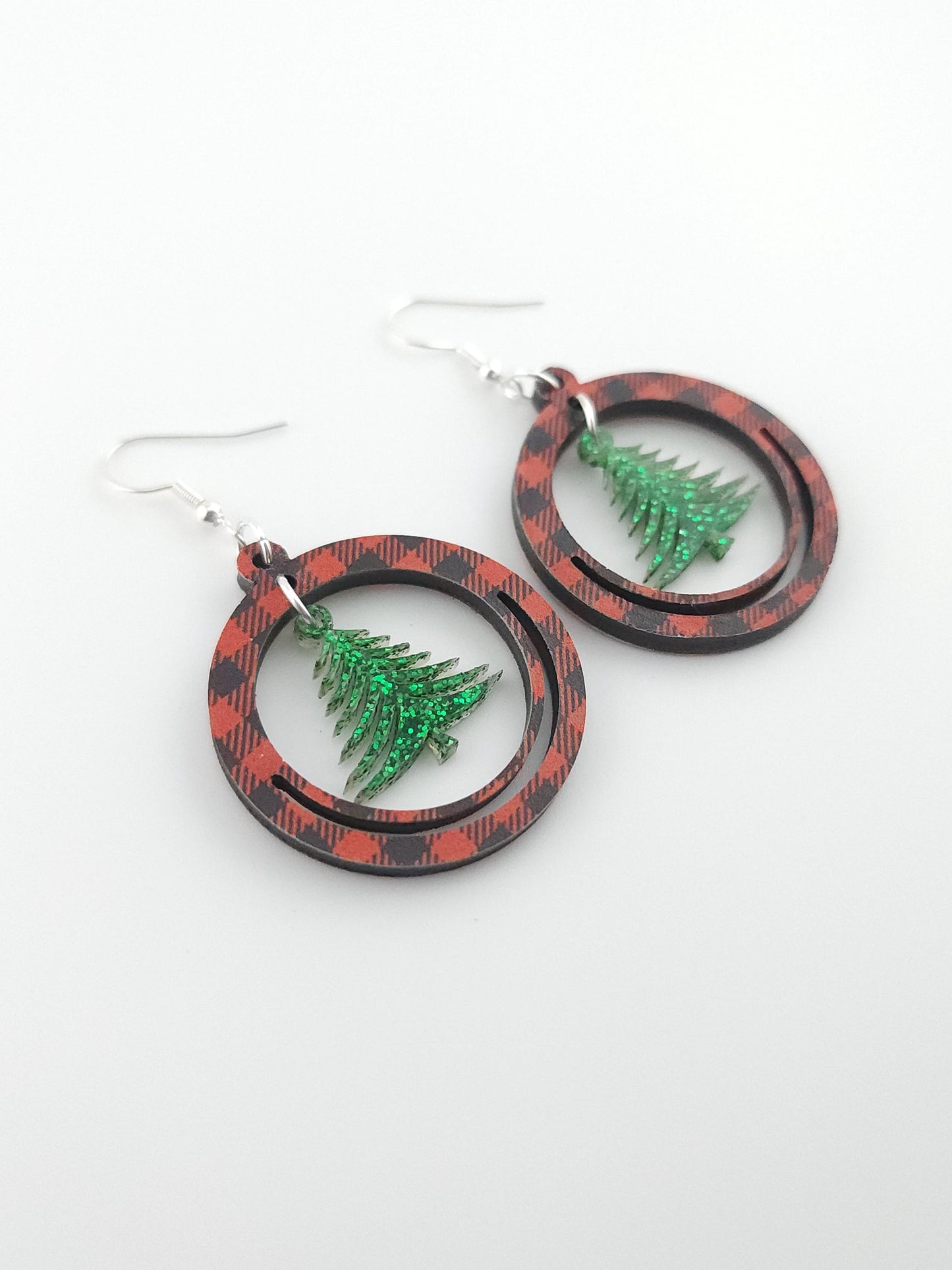 Plaid Tree Earrings