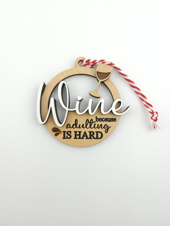 Wine Therapy & Adulting Small Ornaments | Gift Embellishments