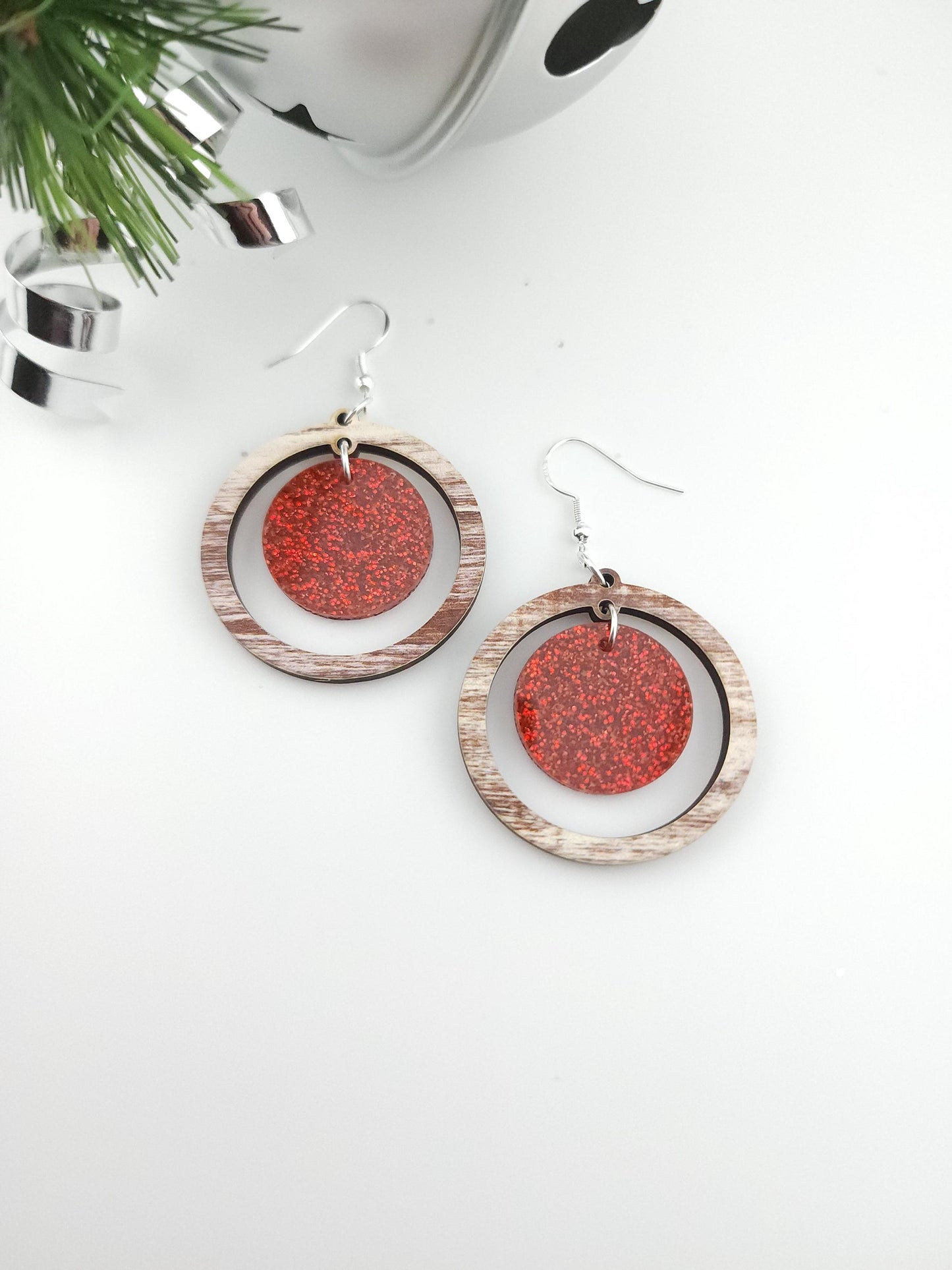 Walnut & Rudolph Red Sparkle Earrings