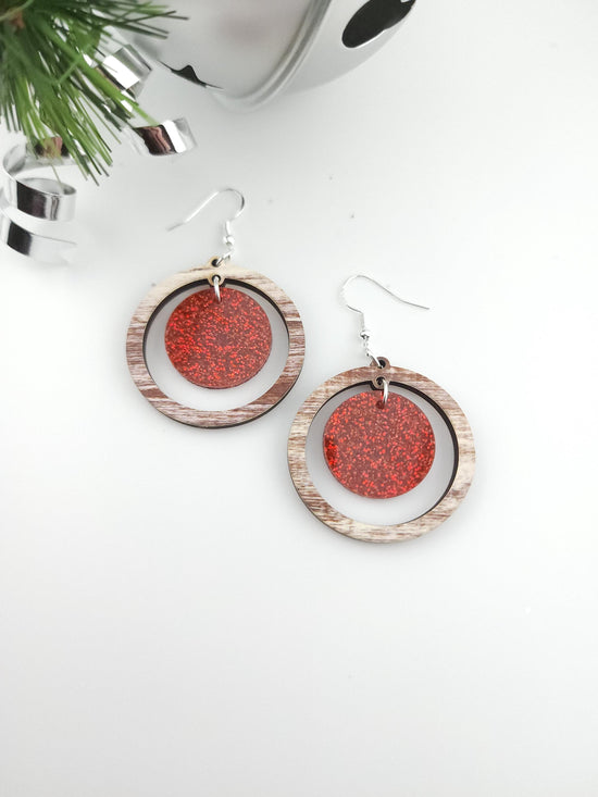 Walnut & Rudolph Red Sparkle Earrings
